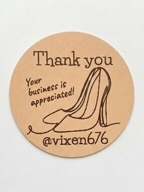 50 Thank You Packaging Stickers 2" Round • Peach Soft Orange • Shoe Stiletto